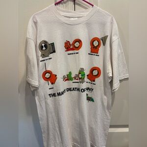 1998 Vintage South Park THE MANY DEATHS OF KENNY White Shirt  XL • Dead Stock